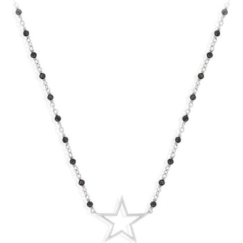 collier orusbijoux  collier argent rhodié étoile et pierre spinelle noire 