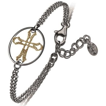 bracelets orusbijoux  bracelet argent noir croix scintillante dorée 