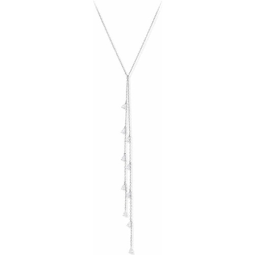 Montres & Bijoux Femme Colliers / Sautoirs Orusbijoux Collier Cravate Argent Perles Blanches Zirconium Argenté