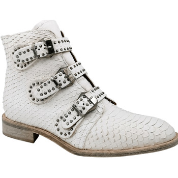 Chaussures Femme Bottines Semerdjian Bottines Motardes Cuir ER903 Pyton Bianco - Blanc