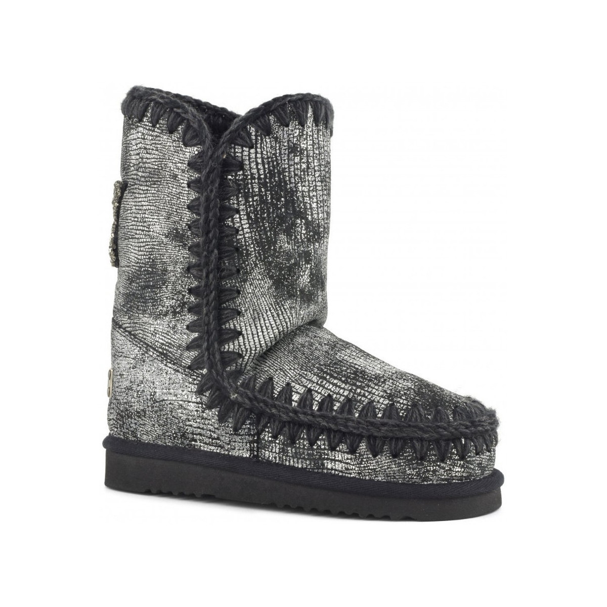 Chaussures Femme Bottines Mou - Boots Eskimo 24 Dos Etoile Grey Noir