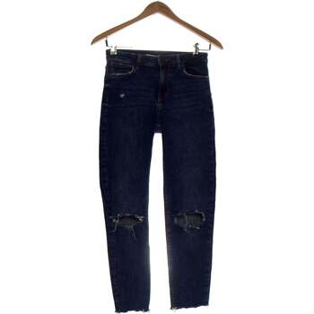 jeans bershka  jean droit femme  34 - t0 - xs bleu 