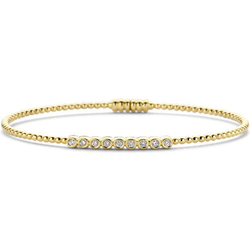 Montres & Bijoux Femme Bracelets Brillaxis Bracelet jonc  perles or jaune diamants Blanc
