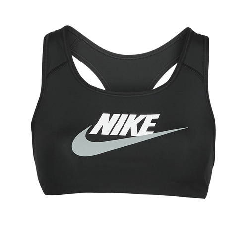 Vêtements Femme christmas jordans 10 Nike Swoosh Medium-Support Non-Padded Graphic Sports Bra BLACK/WHITE/PARTICLE GREY