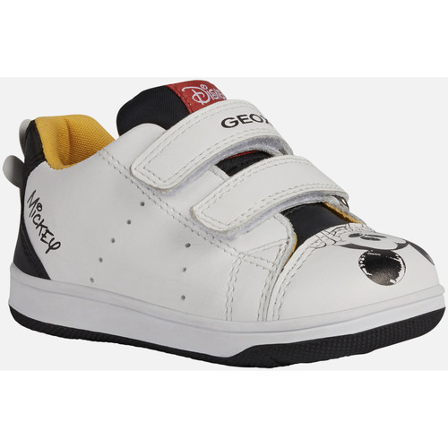 Chaussures Garçon Geox B NEW FLICK BOY blanc et noir - Chaussures Baskets basses Enfant 65 