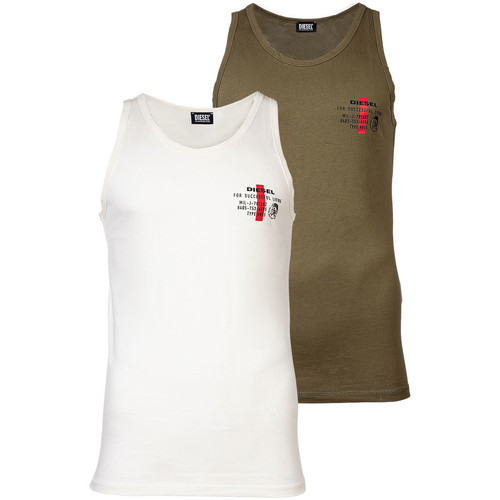 Débardeurs & T-shirts Sans Manche Diesel Tops / Sleeveless T-shirts Multicolour blanc/vert - Vêtements Débardeurs / T-shirts sans manche Homme 45 