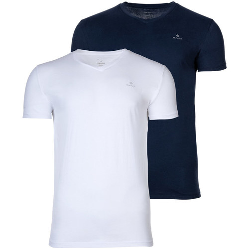 Homme Gant Short-sleeved t-shirts bleu marino/blanc - Vêtements T-shirts manches courtes Homme 39 