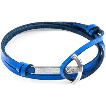 Montres & Bijoux Homme Bracelets Anchor & Crew Bracelet Ancre Clipper Argenté Et Cuir Plat blue