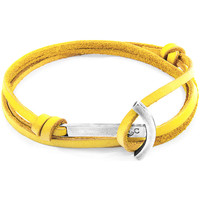 Montres & Bijoux Homme Bracelets Anchor & Crew Bracelet Ancre Clipper Argenté Et Cuir Plat yellow