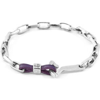 Montres & Bijoux Homme Bracelets Anchor & Crew Bracelet Ancre Frigate Argenté Et Cuir Plat purple