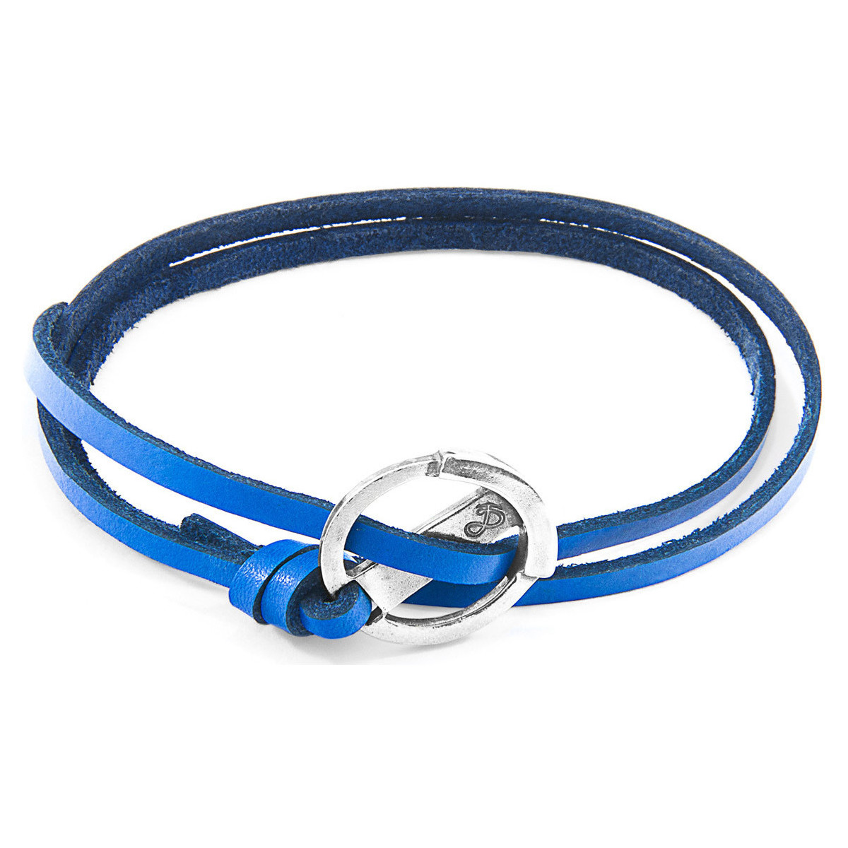Montres & Bijoux Homme Bracelets Anchor & Crew Bracelet Ancre Ketch Argenté Et Cuir Plat Bleu