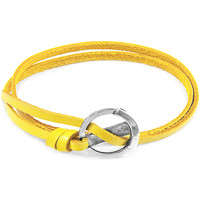 Montres & Bijoux Homme Bracelets Anchor & Crew Bracelet Ancre Ketch Argenté Et Cuir Plat yellow
