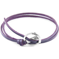 Montres & Bijoux Homme Bracelets Anchor & Crew Bracelet Ancre Ketch Argenté Et Cuir Plat purple
