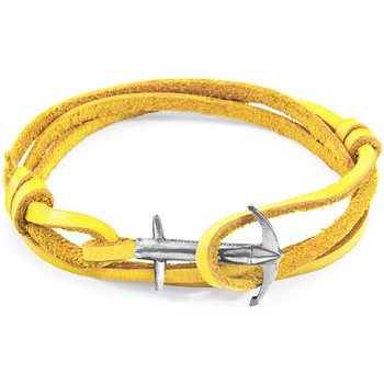 Montres & Bijoux Homme Bracelets Anchor & Crew Bracelet Ancre Admiral Argenté Et Cuir Plat yellow