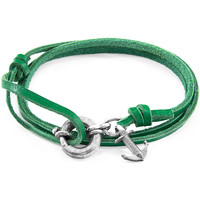 Montres & Bijoux Homme Bracelets Anchor & Crew Bracelet Ancre Clyde Argenté Et Cuir Plat green