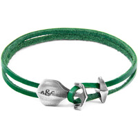 Montres & Bijoux Homme Bracelets Anchor & Crew Bracelet Ancre Delta Argenté Et Cuir Plat green