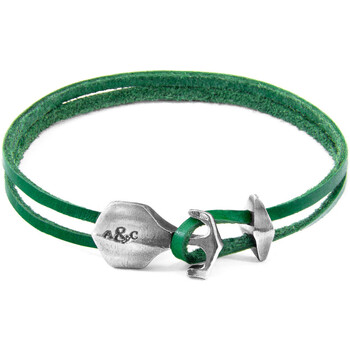 Montres & Bijoux Homme Bracelets Anchor & Crew Bracelet Ancre Delta Argenté Et Cuir Plat green