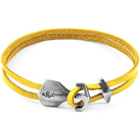 Montres & Bijoux Homme Bracelets Anchor & Crew Bracelet Ancre Delta Argenté Et Cuir Plat yellow