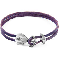 Montres & Bijoux Homme Bracelets Anchor & Crew Bracelet Ancre Delta Argenté Et Cuir Plat purple