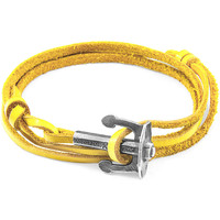 Montres & Bijoux Homme Bracelets Anchor & Crew Bracelet Ancre Union Argenté Et Cuir Plat yellow