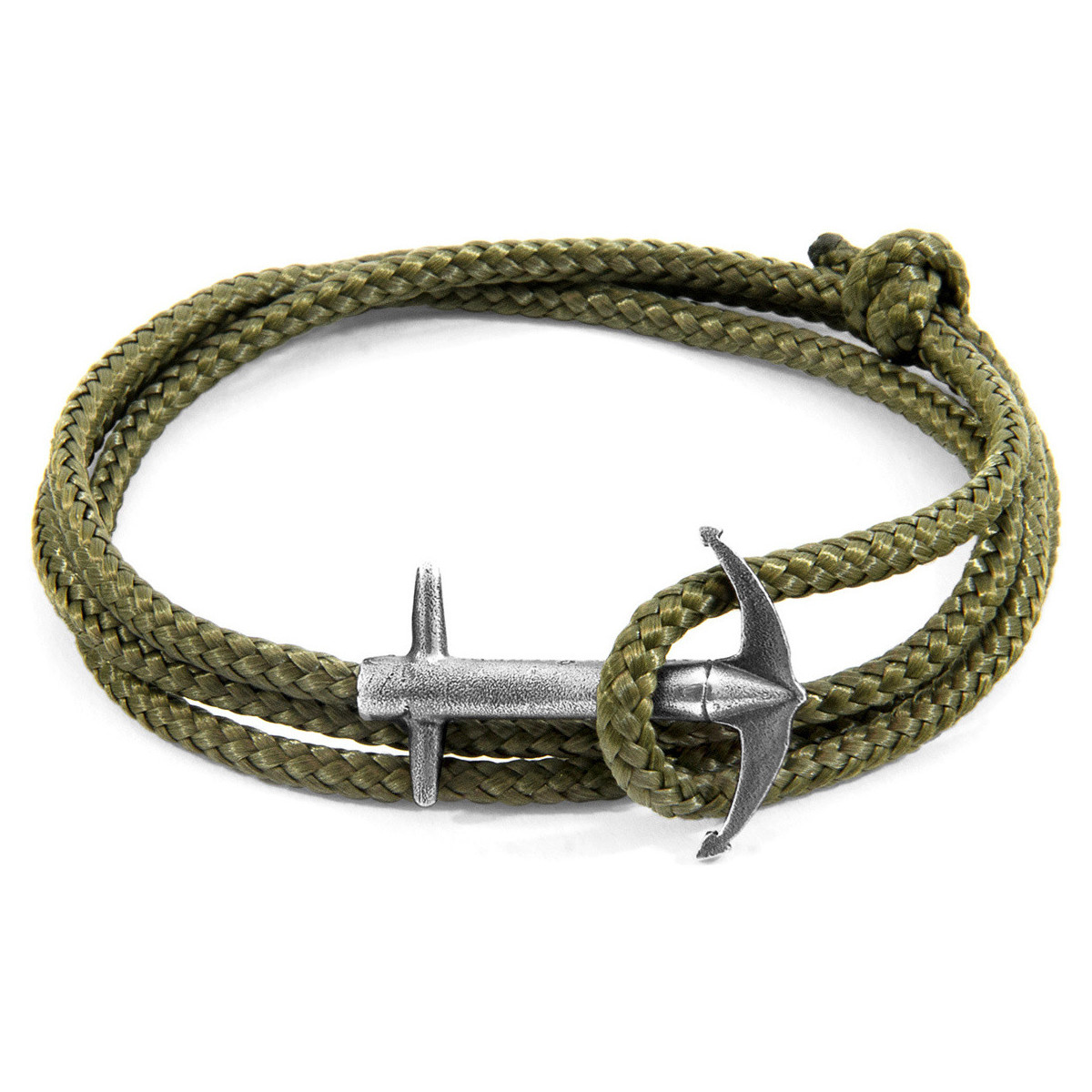 Montres & Bijoux Homme Bracelets Anchor & Crew Bracelet Ancre Admiral Argenté Et Corde Vert