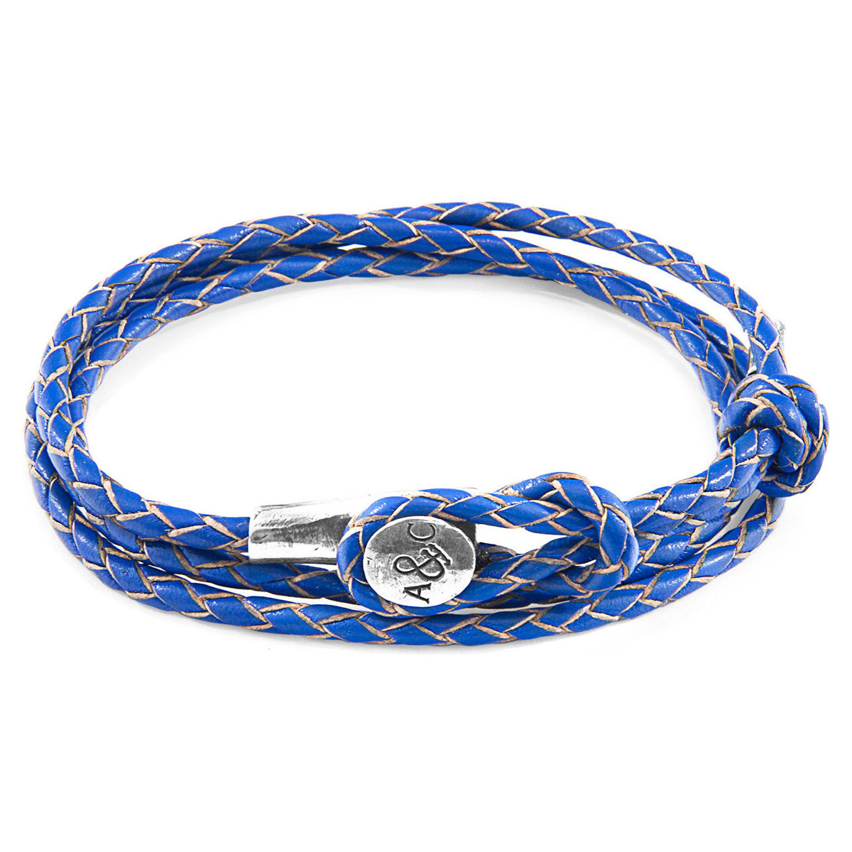 Montres & Bijoux Homme Bracelets Anchor & Crew Bracelet Dundee Argent Et Cuir Tressé Bleu