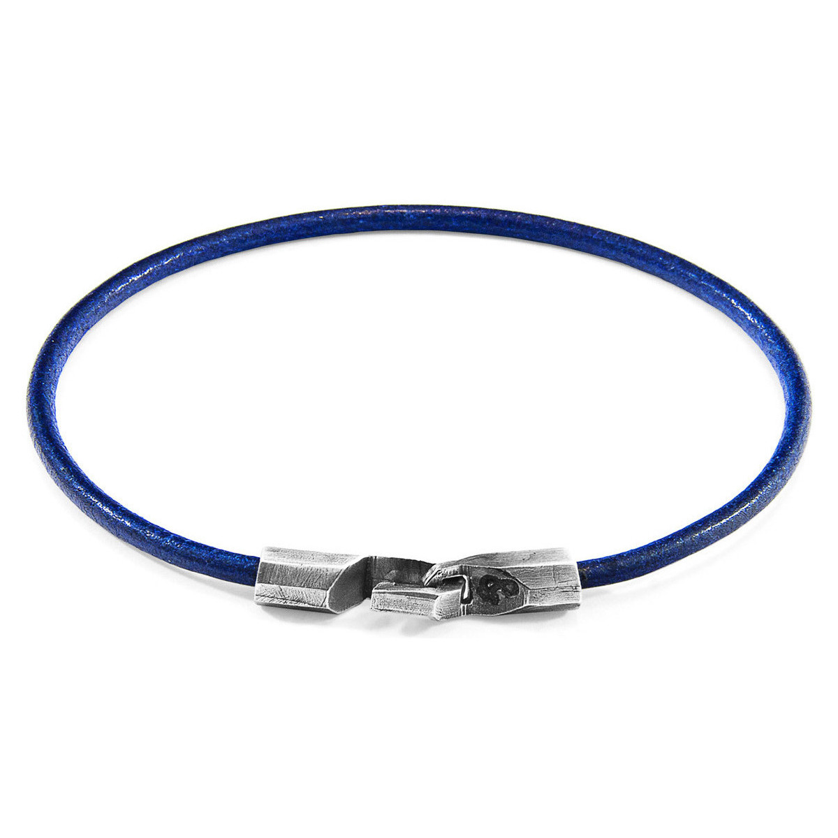 Montres & Bijoux Homme Bracelets Anchor & Crew Bracelet Talbot Argent Et Cuir Rond Bleu