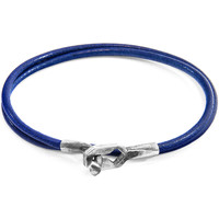 Montres & Bijoux Homme Bracelets Art of Soule Bracelet Tenby Argent Et Cuir Rond blue
