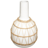 Maison & Déco Vases / caches pots d'intérieur Atmosphera Vase en Céramique et Rotin H 29 cm Blanc