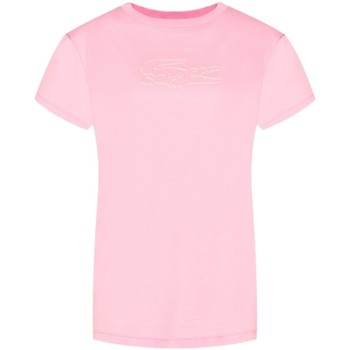 Vêtements Femme T-shirts & Polos Lacoste T shirt  Femme Col Rond Ref 54790 WN0 Rose Rose