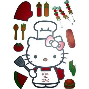 Maison & Déco Stickers Mfg Sticker Deco Géant Hello Kitty Chef Multicolore