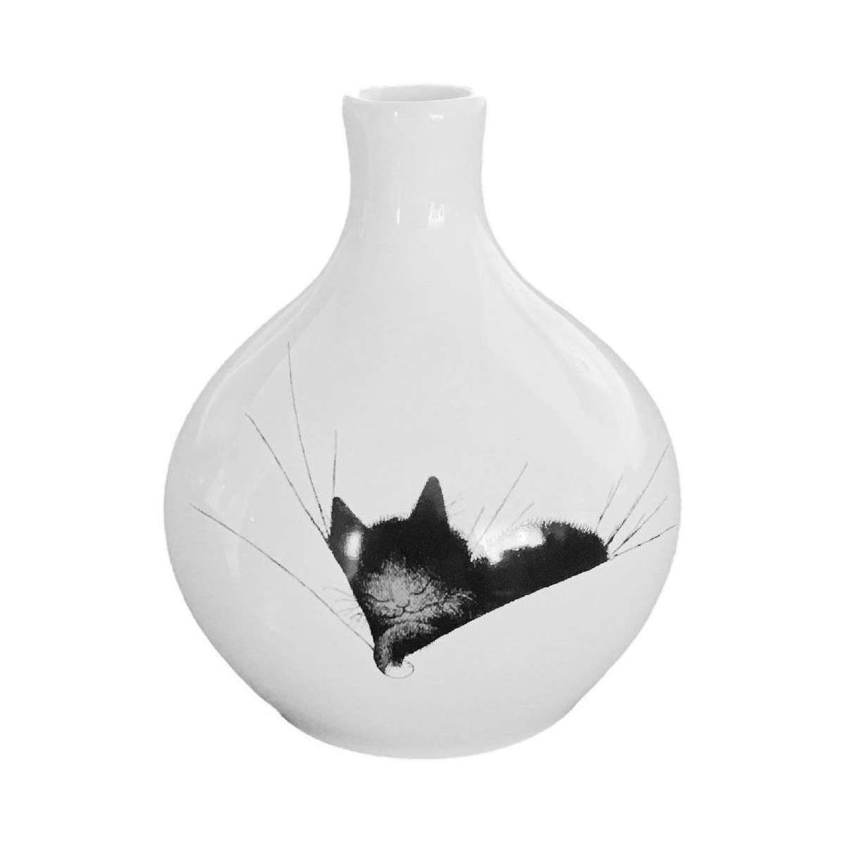 Maison & Déco Vases / caches pots d'intérieur Parastone Petit vase en céramique rond Chats par Dubout Blanc