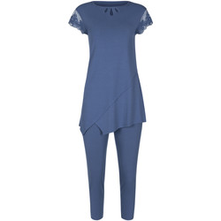 Vêtements Femme Pyjamas / Chemises de nuit Lisca Pyjama leggings tunique manches courtes Juliette Bleu
