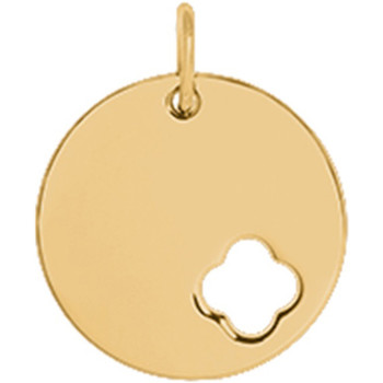 pendentifs saunier  médaille ronde  trèfle ajouré plaqué or 