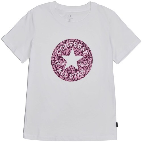 Vêtements Converse Chuck Taylor All Star Leopard Patch Tee Blanc - Vêtements T-shirts manches courtes Femme 64 