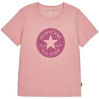 Vêtements Femme T-shirts top manches courtes Converse Chuck Taylor All Star Leopard Patch Tee Rose