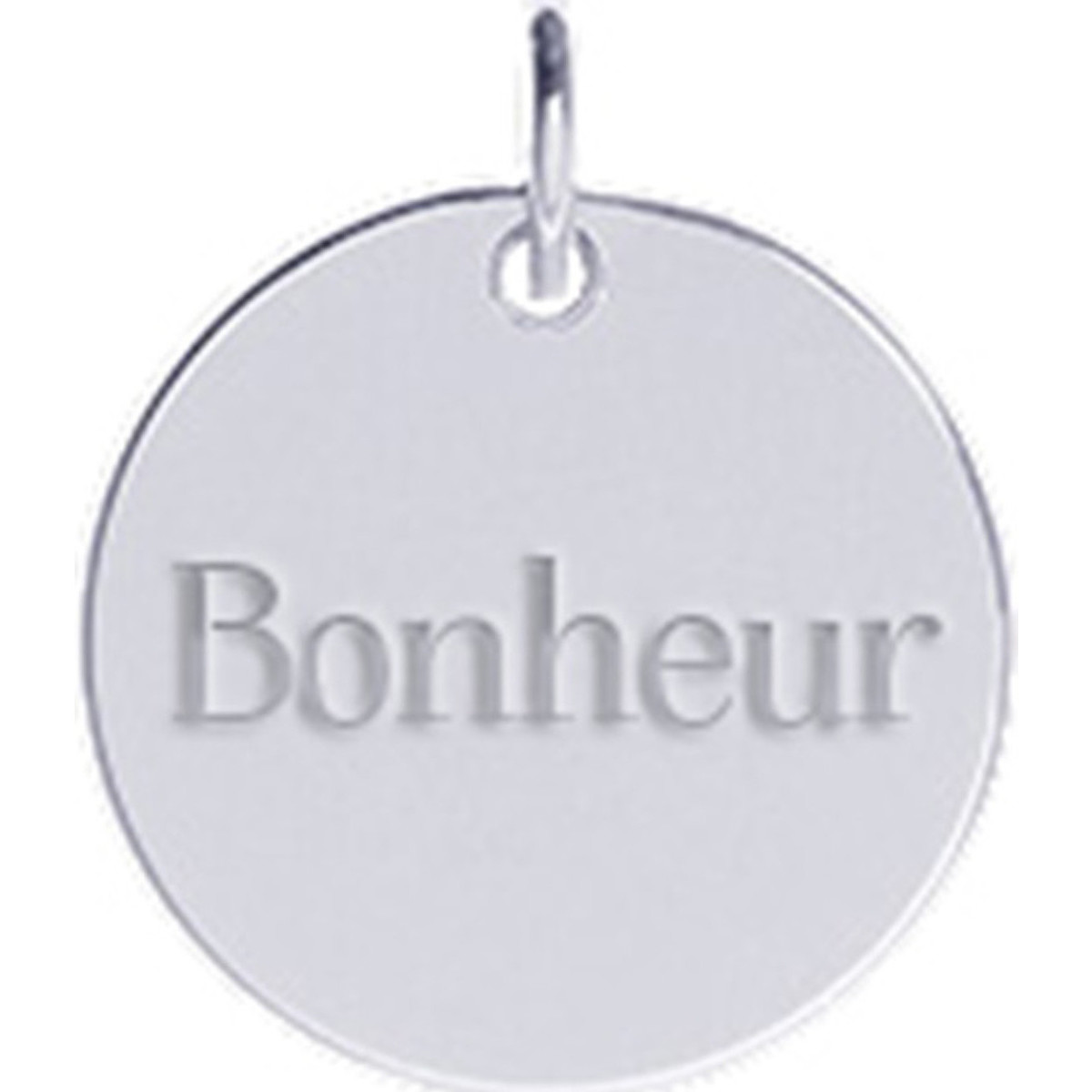 Montres & Bijoux Femme Pendentifs Saunier Pendentif  argent rond gravure Bonheur Blanc
