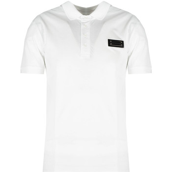Vêtements Homme Polos manches courtes Les Hommes LKT500 731U | Slim Fit Pique Polo with Metal Logo Blanc