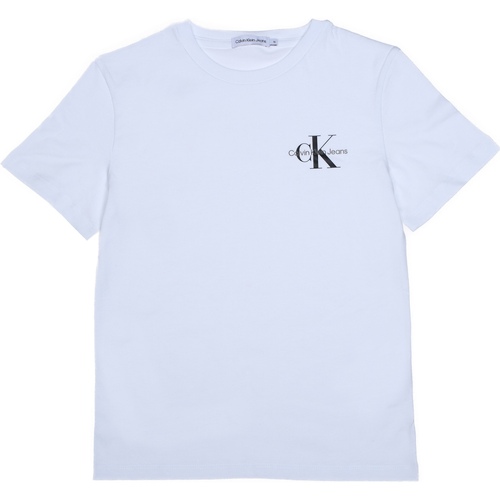 Vêtements Garçon T-shirts manches courtes Calvin Klein Herringbone JEANS Tee Shirt Garçon manches courtes Blanc