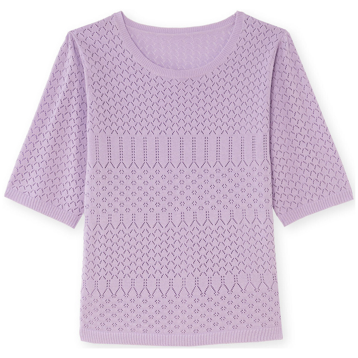 Vêtements Femme Pulls Daxon by  - Pull maille encolure ronde Rose