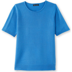 Vêtements Femme Pulls Kocoon by Daxon - Pull encolure ronde manches courtes bleu