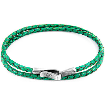 Montres & Bijoux Homme Bracelets Anchor & Crew Bracelet Liverpool Argent Et Cuir Tressé green