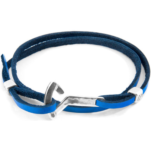 myspartoo - get inspired Homme Bracelets Anchor & Crew Bracelet Ancre Flyak Argenté et Cuir Plat Bleu