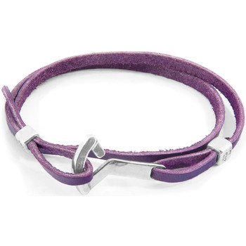 Montres & Bijoux Homme Bracelets Anchor & Crew Bracelet Ancre Flyak Argenté et Cuir Plat purple