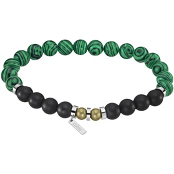 Lotus Bracelet homme  acier perles vertes/noires Blanc