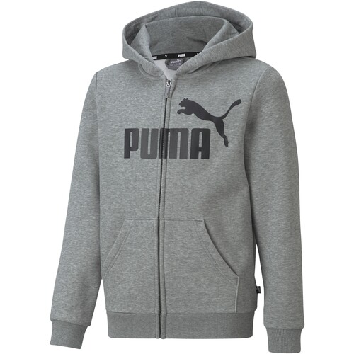 Vêtements Fille Sweats Puma Sweat Zippé à Capuche ESS Big Logo Gris
