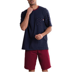 Vêtements Homme Pyjamas / Chemises de nuit Eminence Pyjama court coton made in France Bleu marine
