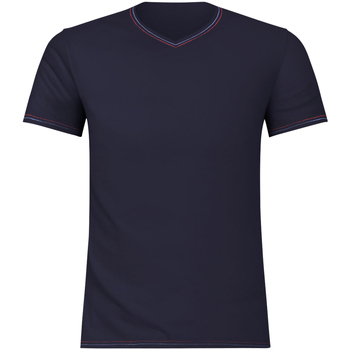 Vêtements Homme T-shirts manches courtes Eminence Tee-shirt coton col V made in France Bleu marine