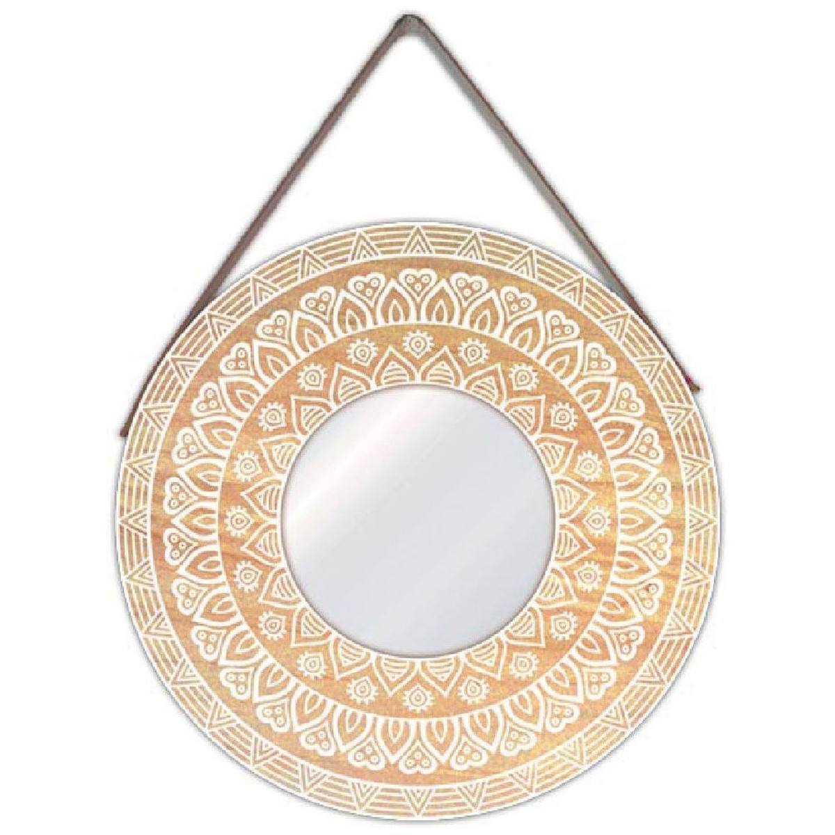 Lampes à poser Miroirs Sud Trading Miroir rond à suspendre Mandala Beige