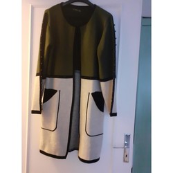 Vêtements Femme Gilets / Cardigans Sans marque Gilet long beige et kaki avec bordures noires Multicolore